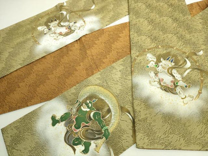 平和屋着物●極上　半幅帯　螺鈿　風神雷神　金彩　逸品　DZAB6018kh6