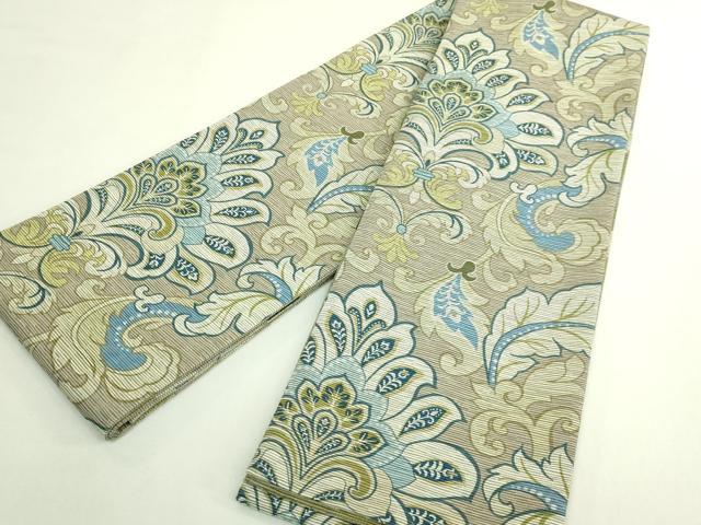 平和屋着物●極上　両面　半幅帯　花唐草　斜線文　逸品　DZAB6022kh6