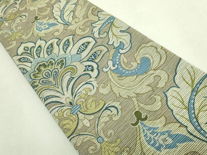 平和屋着物●極上　両面　半幅帯　花唐草　斜線文　逸品　DZAB6022kh6