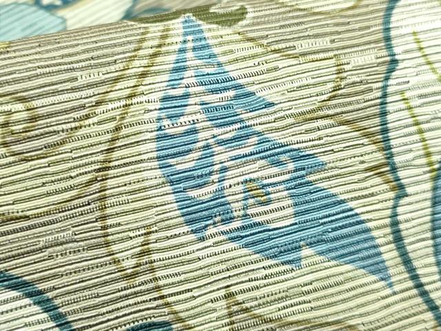 平和屋着物●極上　両面　半幅帯　花唐草　斜線文　逸品　DZAB6022kh6