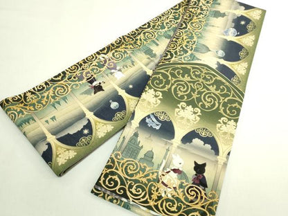 平和屋着物●極上　両面　半幅帯　WAKKA　ワッカ　猫　間道　逸品　DZAB6023kh6