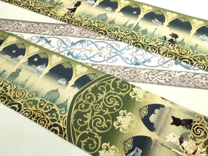 平和屋着物●極上　両面　半幅帯　WAKKA　ワッカ　猫　間道　逸品　DZAB6023kh6