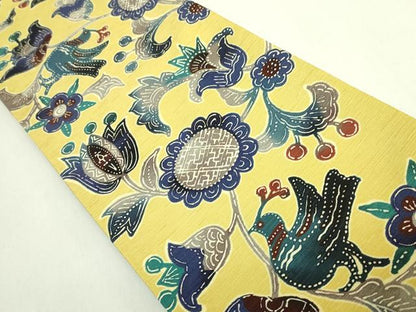 平和屋着物●極上　両面　半幅帯　WAKKA　ワッカ　花鳥文　ピアノ　ヴァイオリン　音符　逸品　DZAB6024kh6