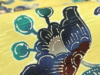 平和屋着物●極上　両面　半幅帯　WAKKA　ワッカ　花鳥文　ピアノ　ヴァイオリン　音符　逸品　DZAB6024kh6