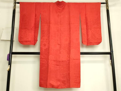 平和屋着物●アンティーク　大正ロマン　長襦袢　袷　花丸地紋　半衿刺繍　逸品　DZAB6032kh6
