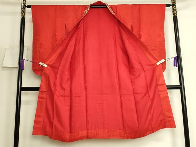 平和屋着物●アンティーク　大正ロマン　長襦袢　袷　花丸地紋　半衿刺繍　逸品　DZAB6032kh6