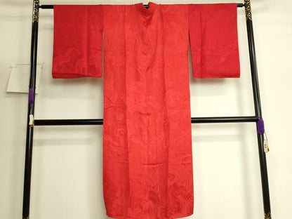 平和屋着物●アンティーク　大正ロマン　長襦袢　袷　鼓飛鶴花地紋　逸品　DZAB6035kh6
