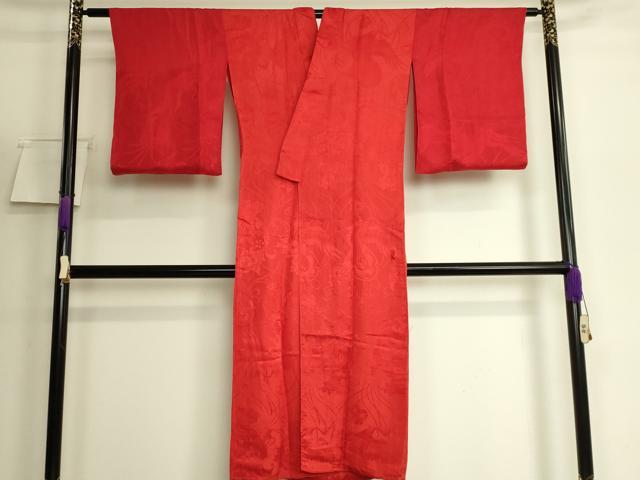 平和屋着物●アンティーク　大正ロマン　長襦袢　袷　鼓飛鶴花地紋　逸品　DZAB6035kh6