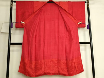 平和屋着物●アンティーク　大正ロマン　長襦袢　袷　鼓飛鶴花地紋　逸品　DZAB6035kh6