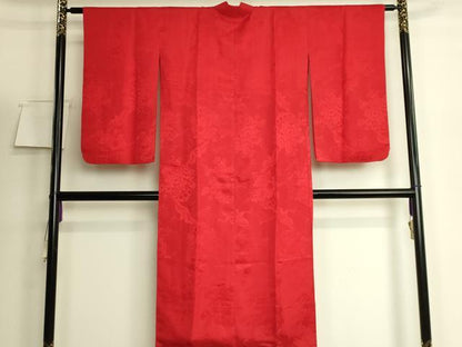平和屋着物●アンティーク　大正ロマン　長襦袢　袷　飛鶴花籠地紋　逸品　DZAB6036kh6