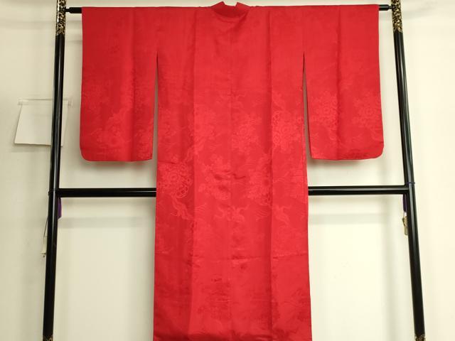 平和屋着物●アンティーク　大正ロマン　長襦袢　袷　飛鶴花籠地紋　逸品　DZAB6036kh6