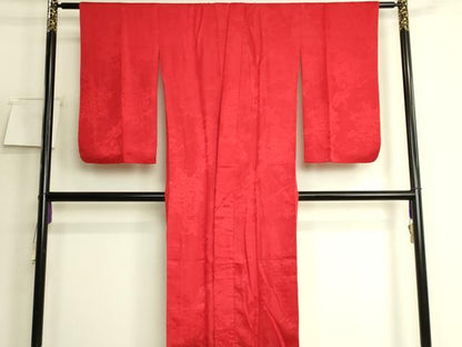 平和屋着物●アンティーク　大正ロマン　長襦袢　袷　飛鶴花籠地紋　逸品　DZAB6036kh6
