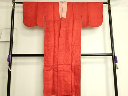 平和屋着物●アンティーク　大正ロマン　長襦袢　袷　市松格子地紋　逸品　DZAB6038kh6