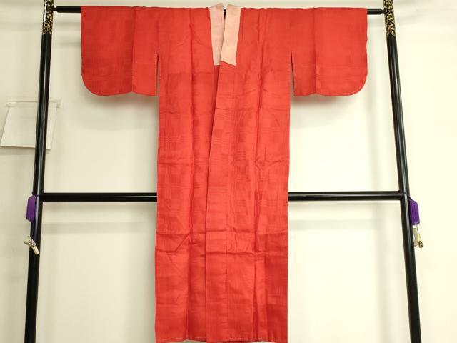 平和屋着物●アンティーク　大正ロマン　長襦袢　袷　市松格子地紋　逸品　DZAB6038kh6