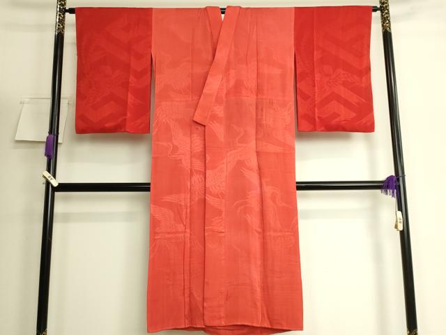 平和屋着物●アンティーク　大正ロマン　長襦袢　袷　飛鶴地紋　逸品　DZAB6039kh6