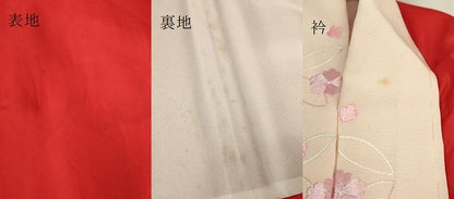 平和屋着物●アンティーク　大正ロマン　長襦袢　袷　色無地　茜色　半衿刺繍　逸品　DZAB6040kh6
