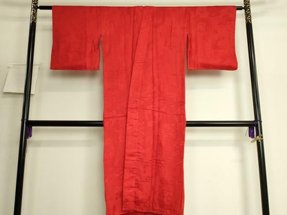 平和屋着物●アンティーク　大正ロマン　長襦袢　袷　飛鶴花地紋　逸品　DZAB6045kh6