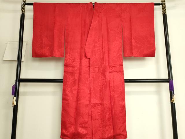 平和屋着物●アンティーク　大正ロマン　長襦袢　袷　飛鶴花地紋　逸品　DZAB6048kh6