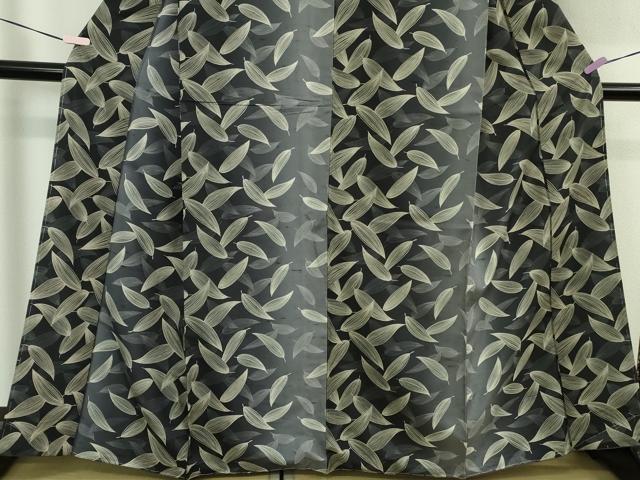 平和屋本店●極上　石川県指定無形文化財 夏牛首紬 紗紬袷 白山工房　手織り　舞葉文　まるやま扱い　証紙付き　逸品　未使用　DZAB6053kh6