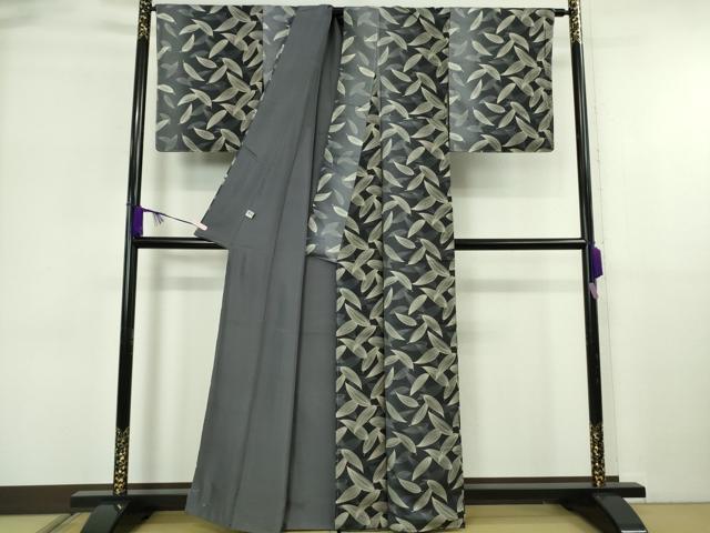 平和屋本店●極上　石川県指定無形文化財 夏牛首紬 紗紬袷 白山工房　手織り　舞葉文　まるやま扱い　証紙付き　逸品　未使用　DZAB6053kh6