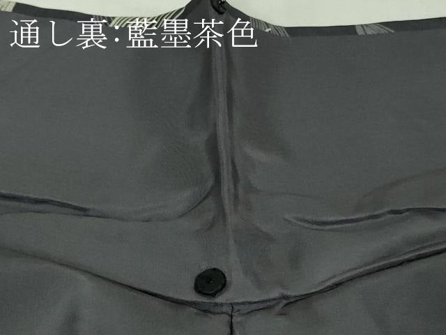 平和屋本店●極上　石川県指定無形文化財 夏牛首紬 紗紬袷 白山工房　手織り　舞葉文　まるやま扱い　証紙付き　逸品　未使用　DZAB6053kh6