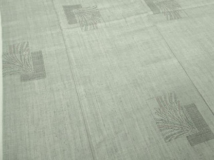 平和屋本店●極上　本場結城紬　重要無形文化財　奥順謹製　100亀甲　飛び亀甲柄　色紙重ね草葉文　灰青色地　証紙付き　逸品　DZAB6059kh6