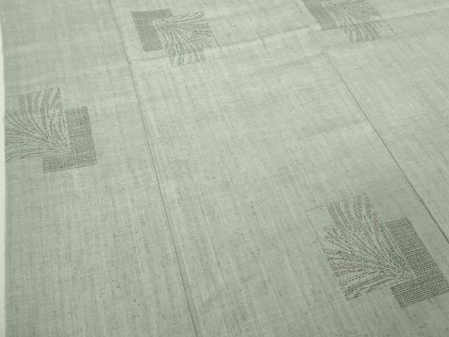平和屋本店●極上　本場結城紬　重要無形文化財　奥順謹製　100亀甲　飛び亀甲柄　色紙重ね草葉文　灰青色地　証紙付き　逸品　DZAB6059kh6