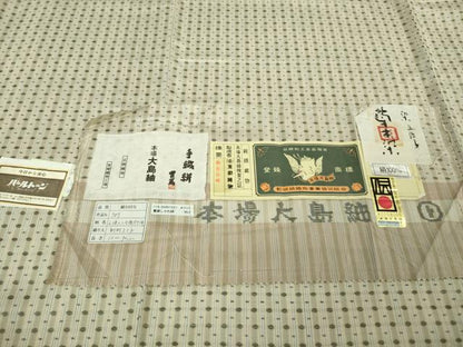 平和屋本店●極上　東郷織物謹製　本場大島紬　草木染　小絣入り全面ポツ絣　新村スミ子作　正絹　証紙付き　逸品　DZAB6061kh6