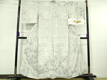 平和屋本店●極上　本場縞大島紬　染大島　白大島　絞り　舞花文　堀之内織物謹製　まるやま扱い　証紙付き　逸品　未使用　DZAB6063kh6