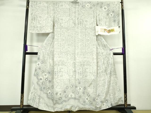 平和屋本店●極上　本場縞大島紬　染大島　白大島　絞り　舞花文　堀之内織物謹製　まるやま扱い　証紙付き　逸品　未使用　DZAB6063kh6