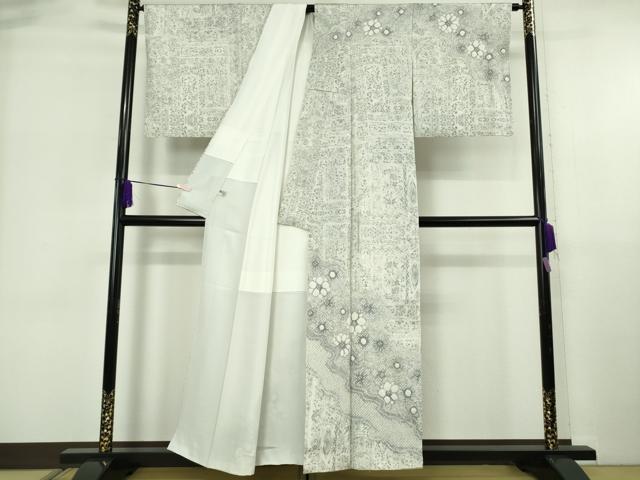 平和屋本店●極上　本場縞大島紬　染大島　白大島　絞り　舞花文　堀之内織物謹製　まるやま扱い　証紙付き　逸品　未使用　DZAB6063kh6