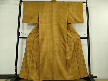 平和屋本店●極上　本場黄八丈　まるまなこ　紬　格子　逸品　DZAB6066kh6