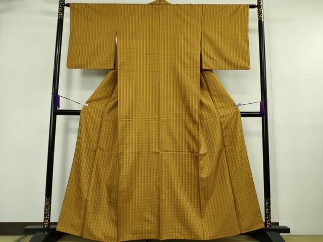 平和屋本店●極上　本場黄八丈　まるまなこ　紬　格子　逸品　DZAB6066kh6