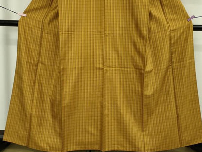 平和屋本店●極上　本場黄八丈　まるまなこ　紬　格子　逸品　DZAB6066kh6