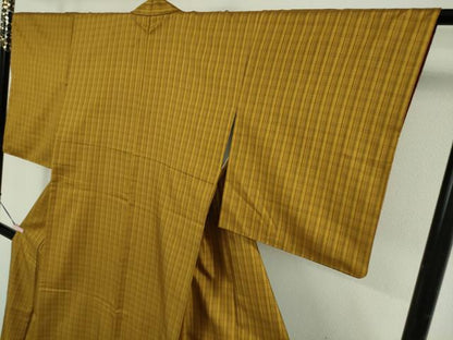 平和屋本店●極上　本場黄八丈　まるまなこ　紬　格子　逸品　DZAB6066kh6