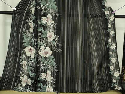 平和屋着物＊極上 夏物 撫松庵 セオアルファ 訪問着 草花文 黒地 洗える着物 逸品 DZAB6069kh6