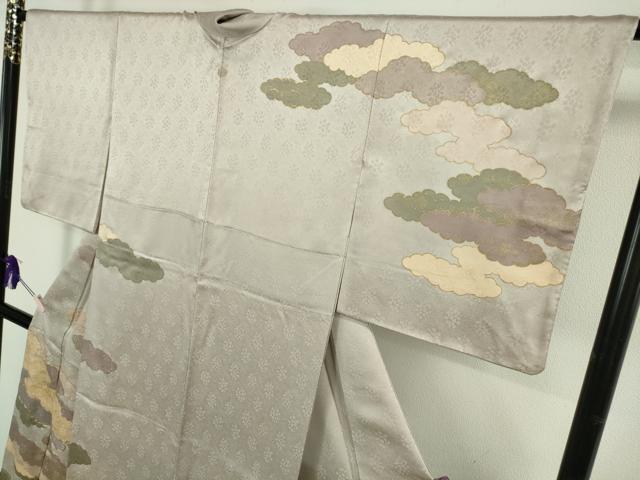 平和屋本店●極上　皇室献上作家　藤井寛　訪問着　駒刺繍　雲重ね　灰桜色地　金彩　逸品　DZAB6075kh6