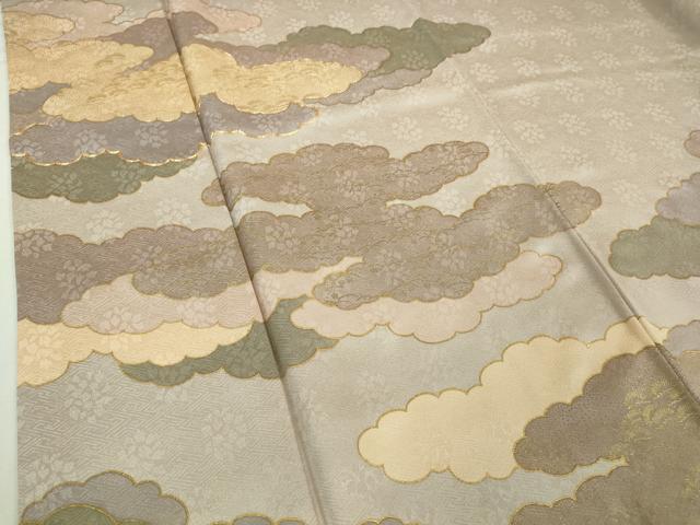 平和屋本店●極上　皇室献上作家　藤井寛　訪問着　駒刺繍　雲重ね　灰桜色地　金彩　逸品　DZAB6075kh6