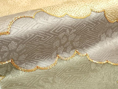 平和屋本店●極上　皇室献上作家　藤井寛　訪問着　駒刺繍　雲重ね　灰桜色地　金彩　逸品　DZAB6075kh6