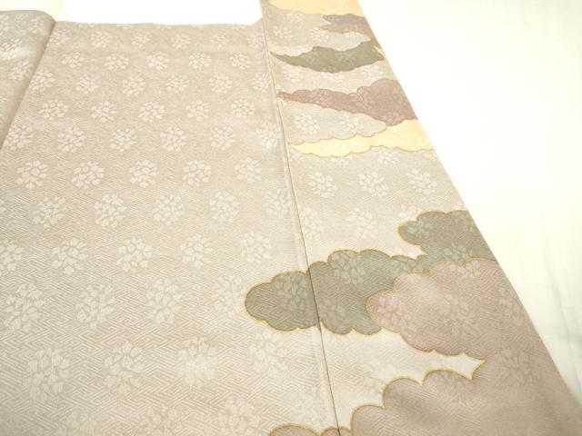 平和屋本店●極上　皇室献上作家　藤井寛　訪問着　駒刺繍　雲重ね　灰桜色地　金彩　逸品　DZAB6075kh6
