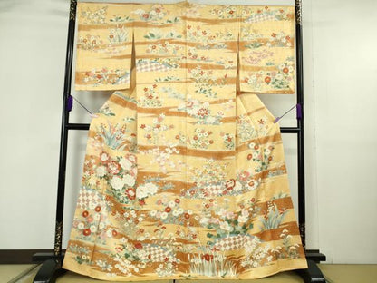 平和屋本店●極上　訪問着　刺繍　籬吉祥花文　金彩　逸品　DZAB6076kh6