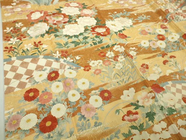 平和屋本店●極上　訪問着　刺繍　籬吉祥花文　金彩　逸品　DZAB6076kh6