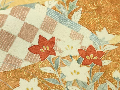 平和屋本店●極上　訪問着　刺繍　籬吉祥花文　金彩　逸品　DZAB6076kh6