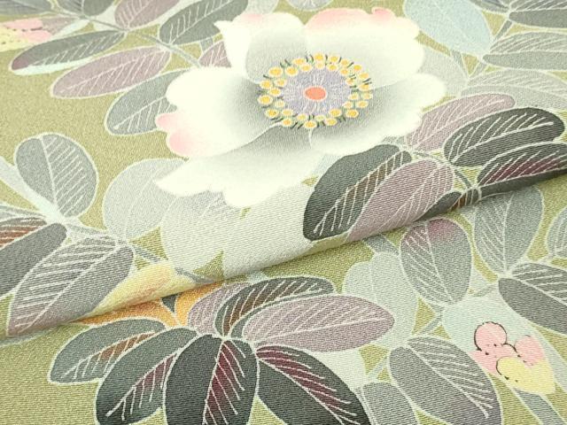 平和屋本店●極上　本加賀友禅作家　中町博志　訪問着　枝花文　柳茶色地　逸品　DZAB6079kh6