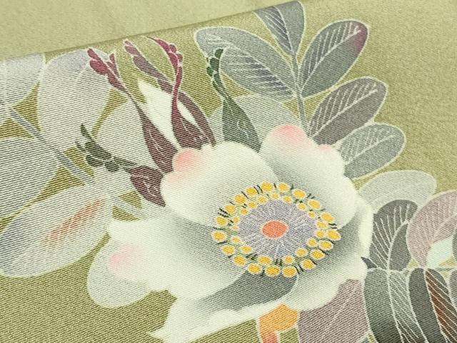 平和屋本店●極上　本加賀友禅作家　中町博志　訪問着　枝花文　柳茶色地　逸品　DZAB6079kh6