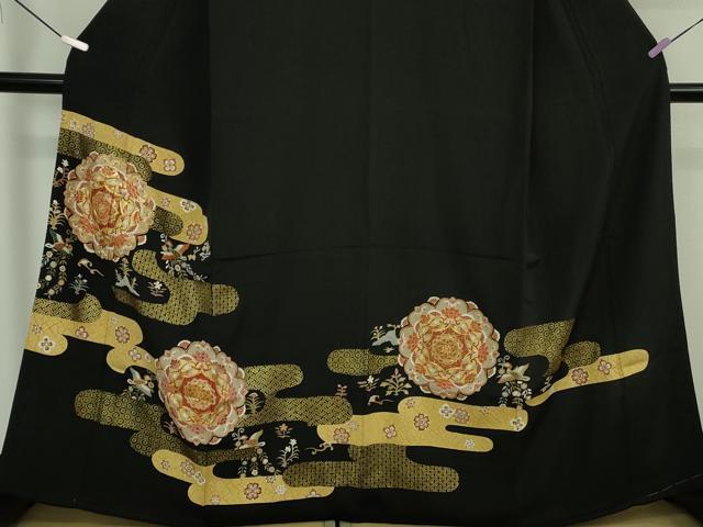 平和屋本店●極上　創業460年・千總　黒留袖　駒刺繍　正倉院花鳥文　金彩　逸品　DZAB6082kh6