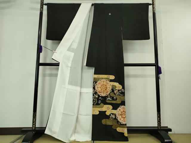 平和屋本店●極上　創業460年・千總　黒留袖　駒刺繍　正倉院花鳥文　金彩　逸品　DZAB6082kh6