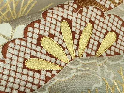平和屋本店●極上　創業460年・千總　色留袖　駒刺繍　松竹梅　薄い梅染色地　金彩　反端付き　逸品　DZAB6088kh6