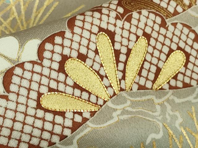 平和屋本店●極上　創業460年・千總　色留袖　駒刺繍　松竹梅　薄い梅染色地　金彩　反端付き　逸品　DZAB6088kh6