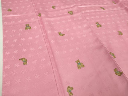 平和屋着物●極上　小紋　テディベア　くま　薄紅梅色地　逸品　未使用　DZAB6095kh6